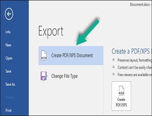 select export option