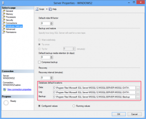 View Default Location of SQL Database Files