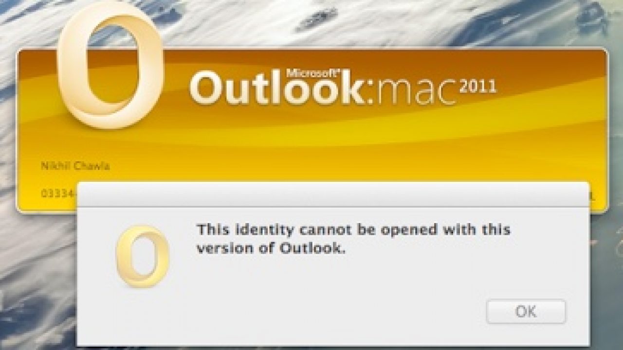 outlook 2011 for mac main identity recovery