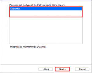 Choose Apple Mail and then OK button