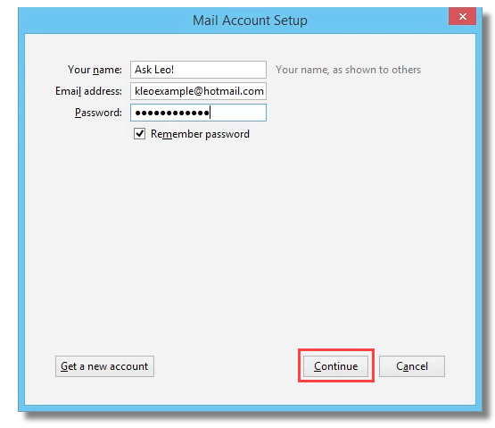 Add Hotmail account to Thunderbird