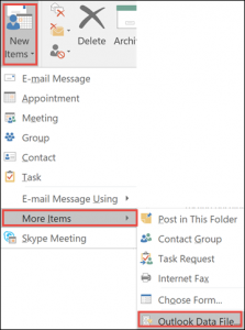 create a personal folder in outlook 2016