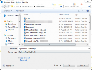 Create Personal Folder File (.pst) in Outlook-2