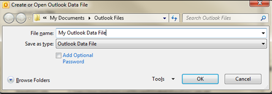 personal email folders outlook 2016