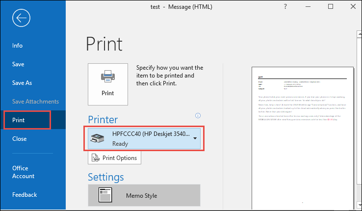 click Print option