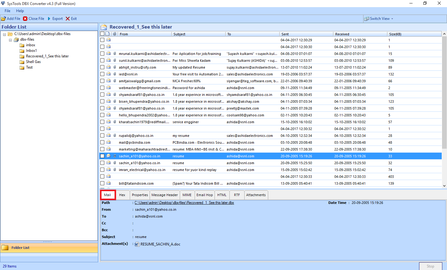 how to view dbx files