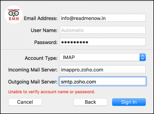Add Zoho Mail to Mac Mail