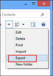 select on the Export tab  in Windows Contacts.