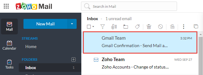 import zoho emails to gmail