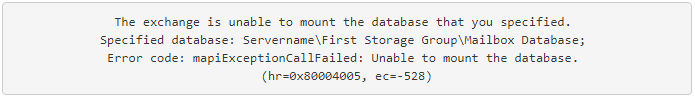 unable to mount database