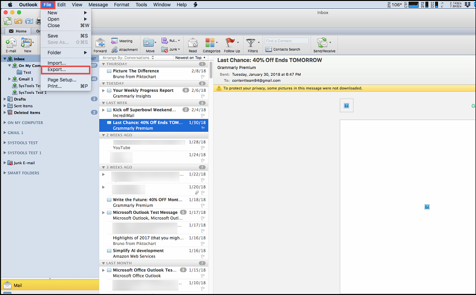 add outlook mail to mac