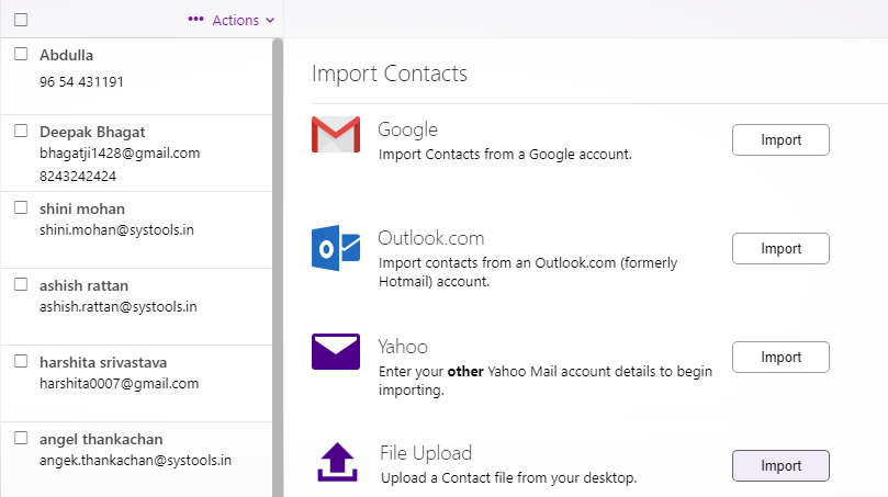 transfer contacts from Outlook to Yahoo mail