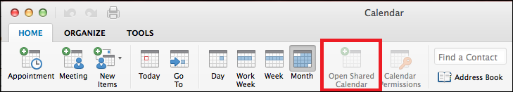 shared calendar outlook for mac