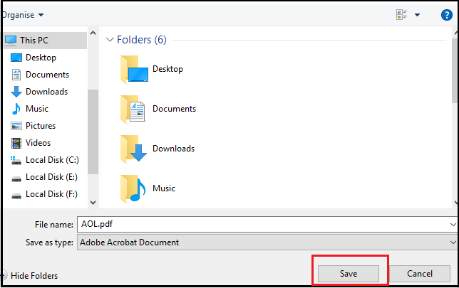 how to export aol email folders