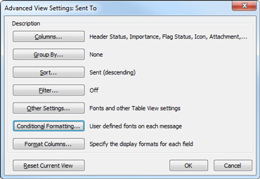 outlook conditional formatting bcc