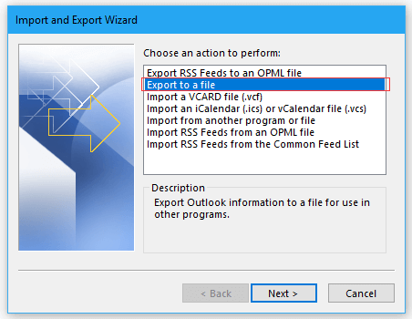 outlook export email