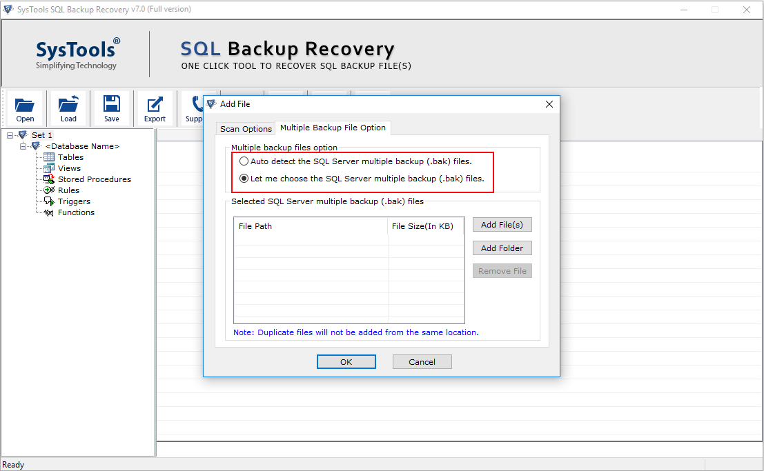 Step-3 select multiple backup file option