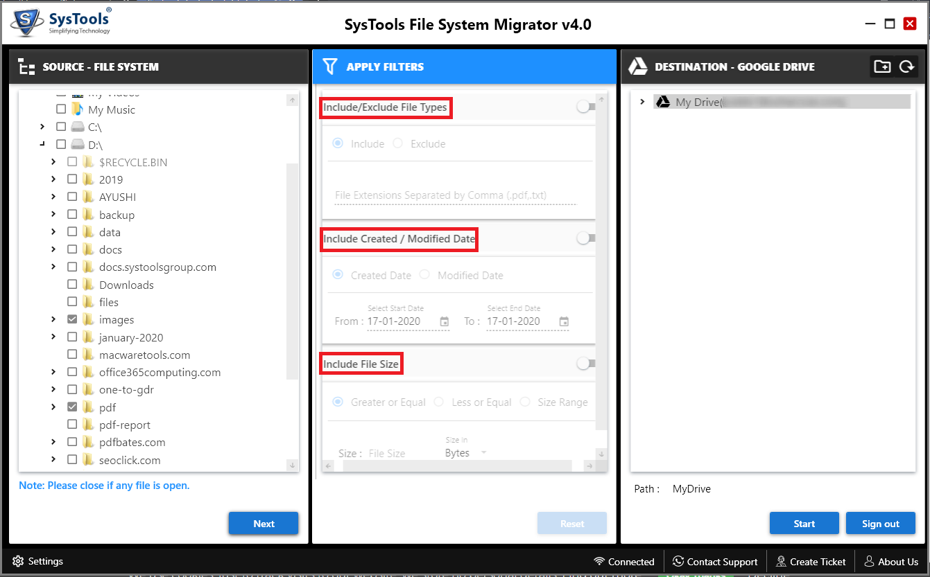 select any filters