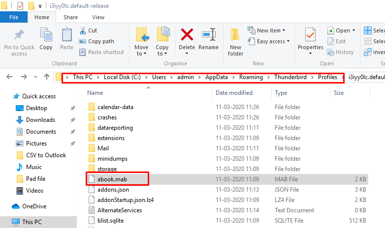 mozilla thunderbird mail file location