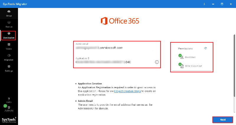 enter office 365 details