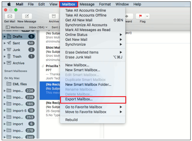 exporting mail as pst outlook for mac 2016