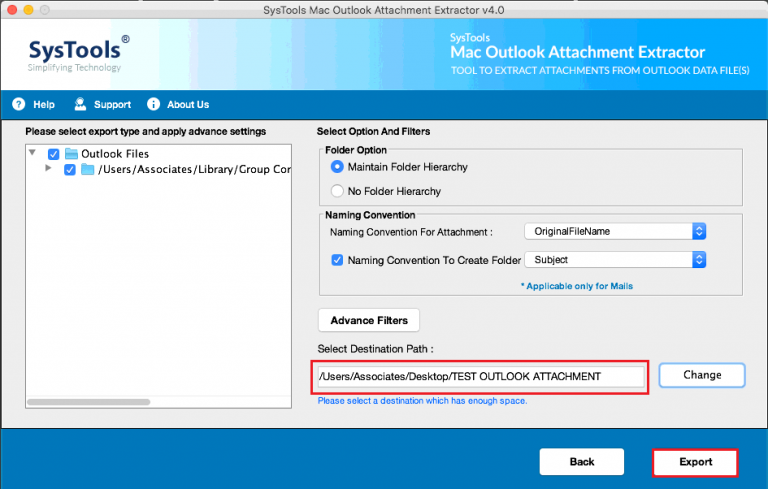 outlook for mac save attachment to sub folder