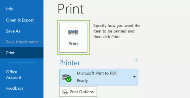 Print Multiple Emails to PDF in Outlook