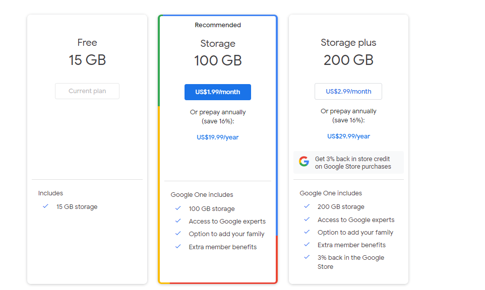 purchase subscription to increase Gmail storage space