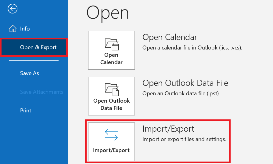 click on import export option