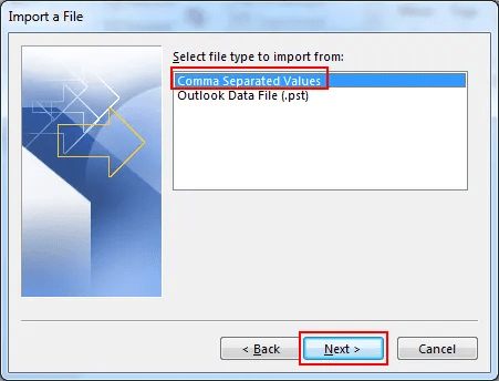 how can i import contacts to outlook from csv