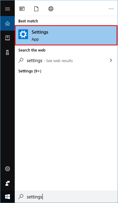 Windows icon and select Settings