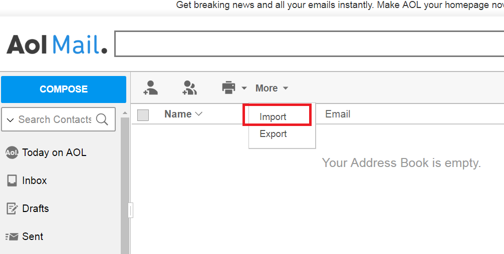 Click Import.