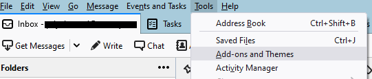 click on tool and add on option in thunderbird