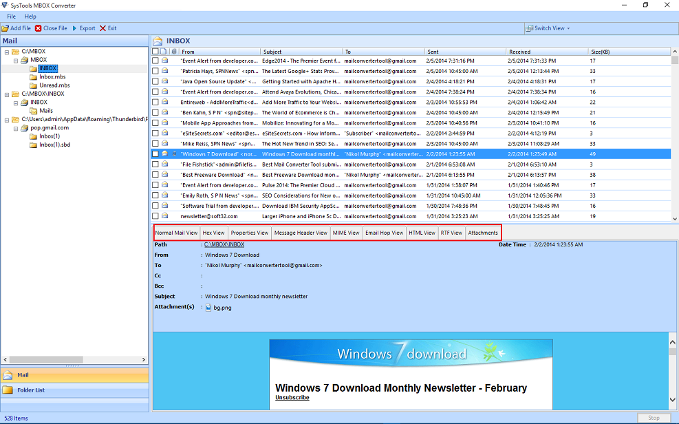 software will scan all the MBOX file