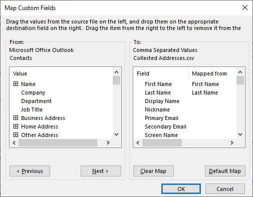 extract email addresses from outlook to excel