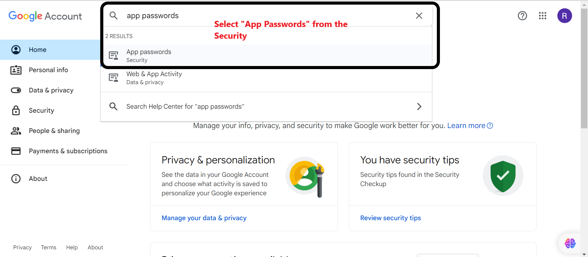 select app passwords for Gmail configuration