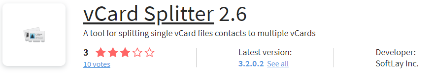 vCard Splitter 2.6 by SoftLay Inc.